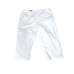 Lands' End womens size 22W cropped white pants  pockets cotton wedding guest